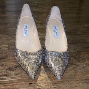 Jimmy Choo Aurora Champagne Glitter Fabric
